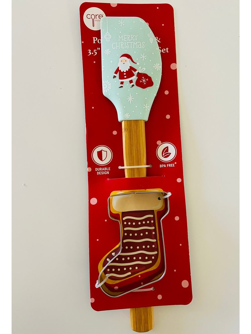 NEW Core Kitchen Santa Clause Spatula Christmas Stocking Cookie Cutter Bake Set